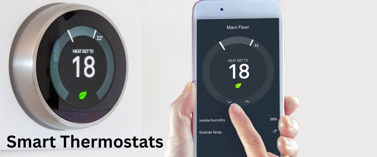 Smart thermostat installation Pelham AL - Nest thermostat on wall with smartphone app control showing temperature settings