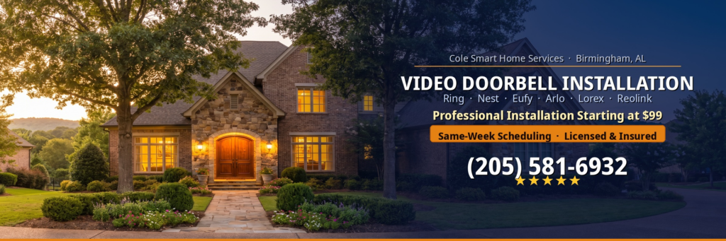 Video doorbell installation Gardendale AL — Bobby Cole installs Ring and Nest doorbells near Gardendale Town Center and Main Street