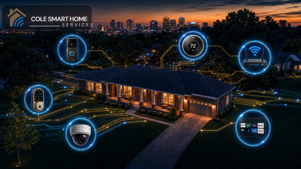 Smart Home Services Birmingham AL — Cole Smart Home Services installs Ring doorbells, Nest thermostats, security cameras, smart locks, and mesh WiFi across the Birmingham metro area