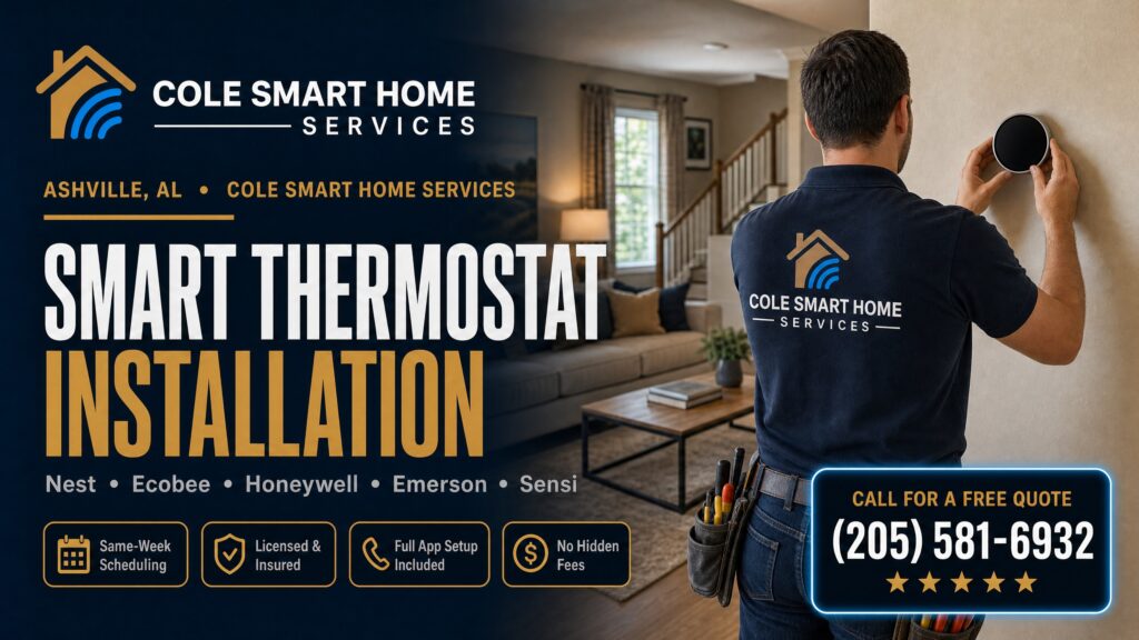 Smart Thermostat Installation Ashville AL — Bobby Cole installs Nest, Ecobee, and Honeywell near St. Clair County Courthouse