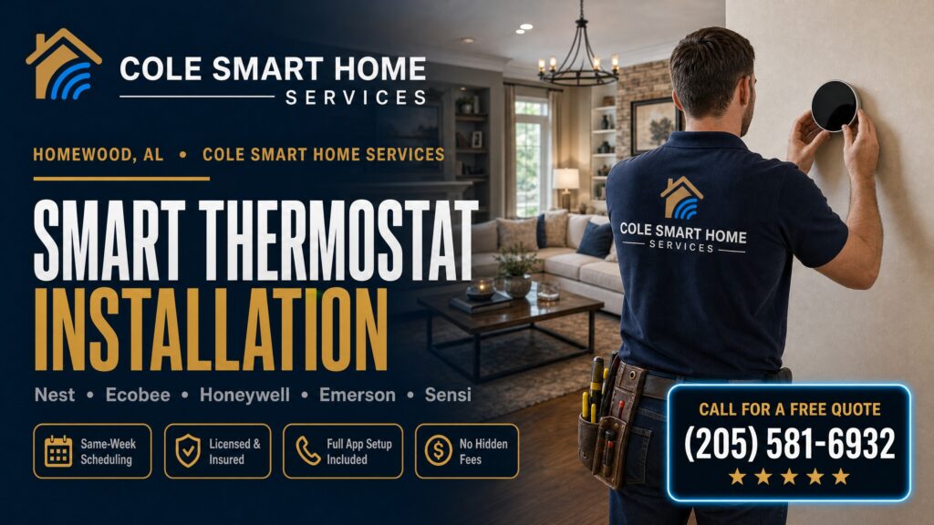 Smart Thermostat Installation Homewood AL — Bobby Cole installs Nest and Ecobee near Samford University