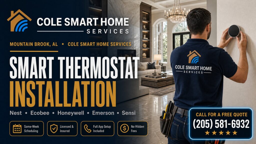 Smart Thermostat Installation Mountain Brook AL — Bobby Cole installs Nest and Ecobee thermostats near Mountain Brook Village