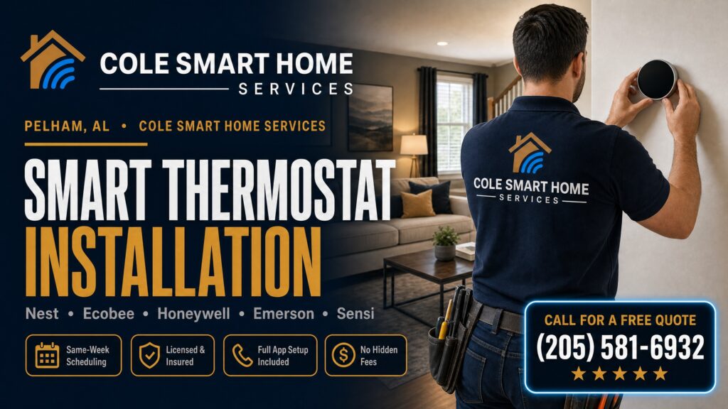 Smart Thermostat Installation Pelham AL — Bobby Cole installs Nest, Ecobee, and Honeywell near Oak Mountain State Park