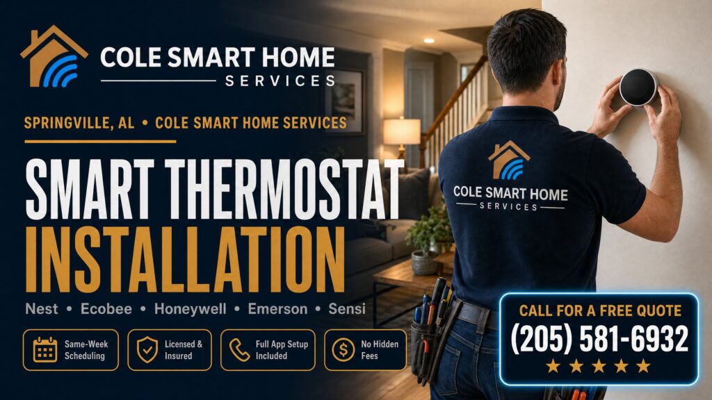 Smart Thermostat Installation Springville AL — Bobby Cole installs Nest, Ecobee, and Honeywell near Big Springs Park