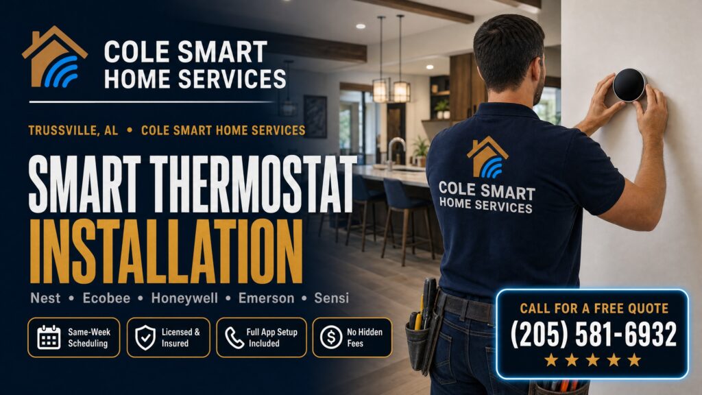 Smart Thermostat Installation Trussville AL — Bobby Cole installs Nest and Ecobee thermostats near Trussville Civic Center